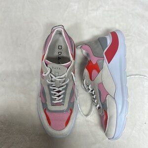 D.A.T.E. Sneakers Platform Dad Pink Gray Red White Mix Material Cushion